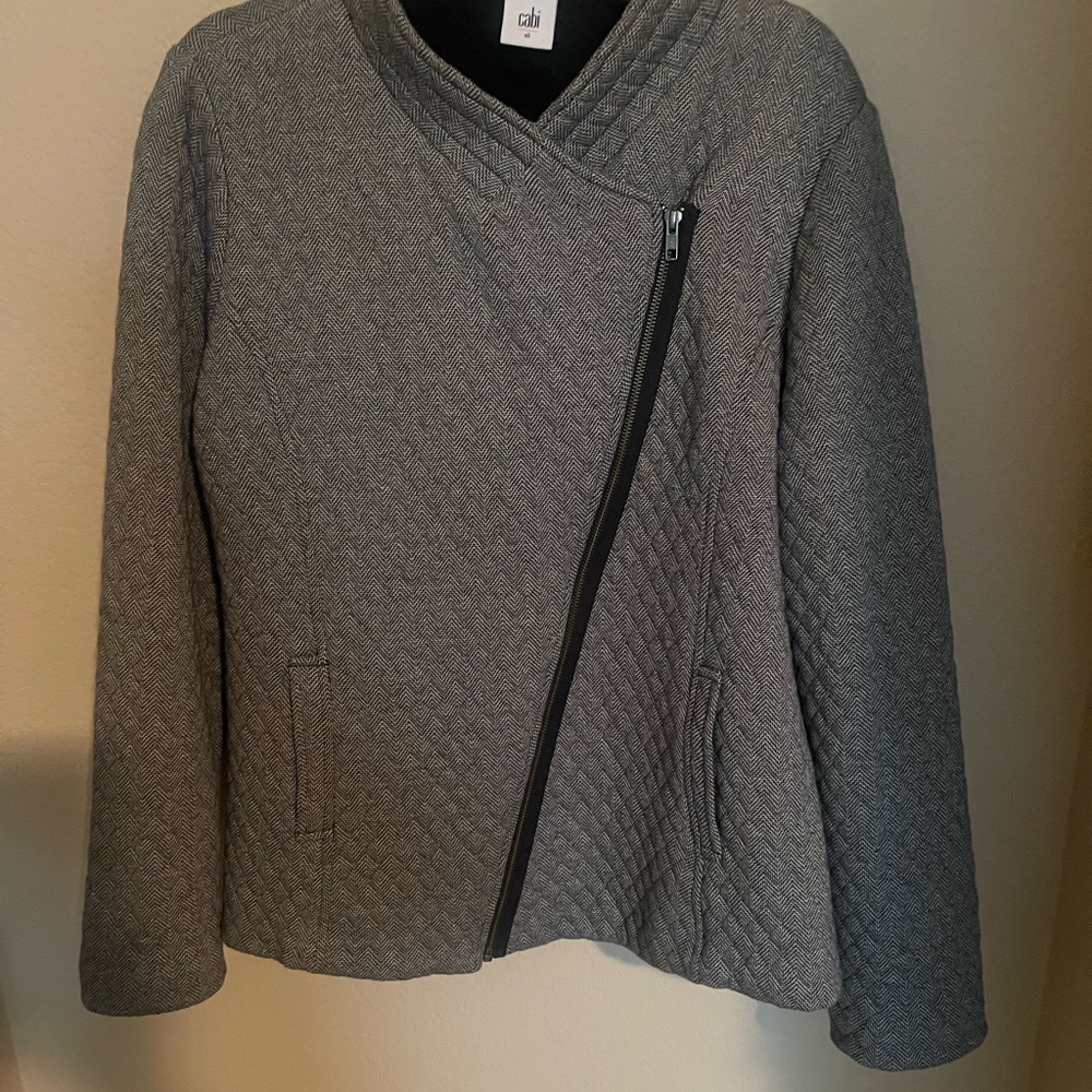 CAbi Black and White Herringbone Jacket